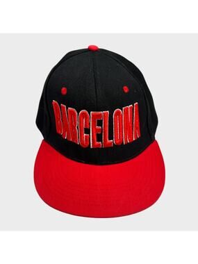 Barcelona 3D Embroidered Snapback Baseball Hat Black Red